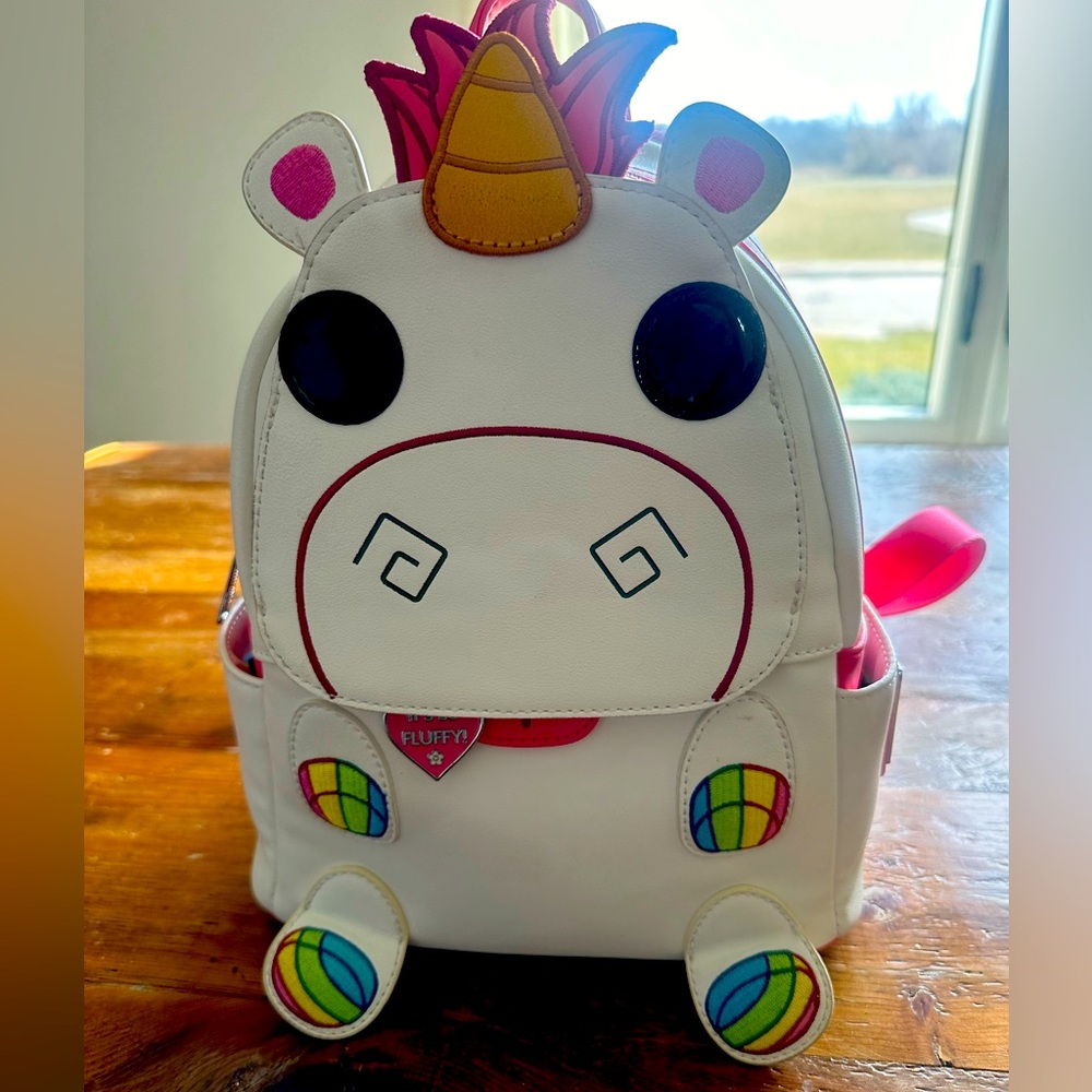 Funko Pop! by Loungefly Minions Fluffy Unicorn Mini Backpack pink white
